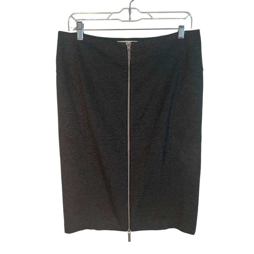 Michael Kors Charcoal Gray Straight Skirt Full Zip Stretchy Material Size 12